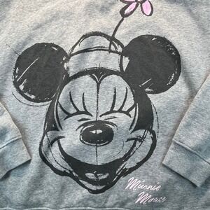 Disney Minnie Mouse Gray Sketch Graphic Sweatshirt XL Heathered Fleece RARE